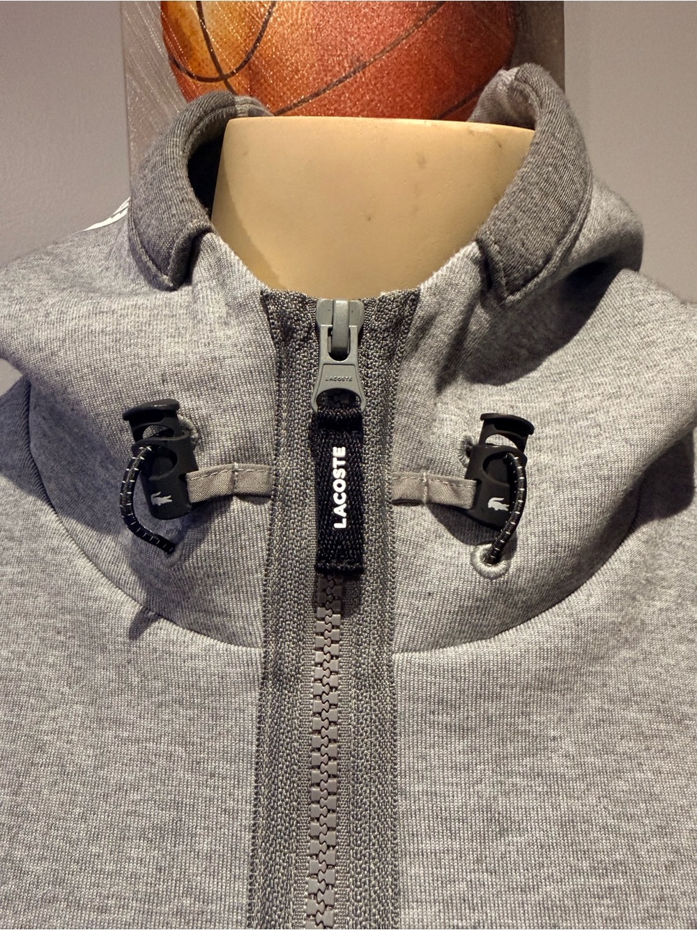 Lacoste Gray Hooded Half-Zip Sweater with Logo Slim Fit Size 8 - Picture 4 of 7